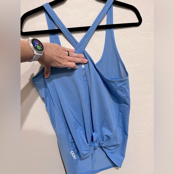Lorna Jane Prana Excel Light Blue Open Back Tie Tank Top with Mesh, Size Small - Picture 7 of 9
